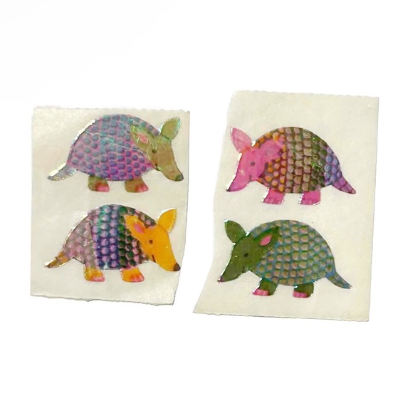 Vintage Sandylion Iridescent Shiny Multicolour Armadillo Stickers Rainbow Animal - Picture 2 of 10
